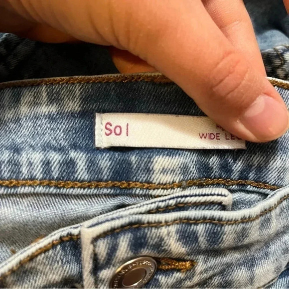 SO Wide Leg Vintage Flare High Rise Denim Juniors Size 15 Blue Acid Mom Pants - Picture 7 of 11